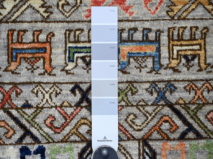 9'1" x 12'0" New Hand Knotted Grey Wool Rectangle Oriental Rug - MOA10222484