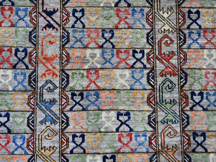 9'1" x 12'0" New Hand Knotted Grey Wool Rectangle Oriental Rug - MOA10222484