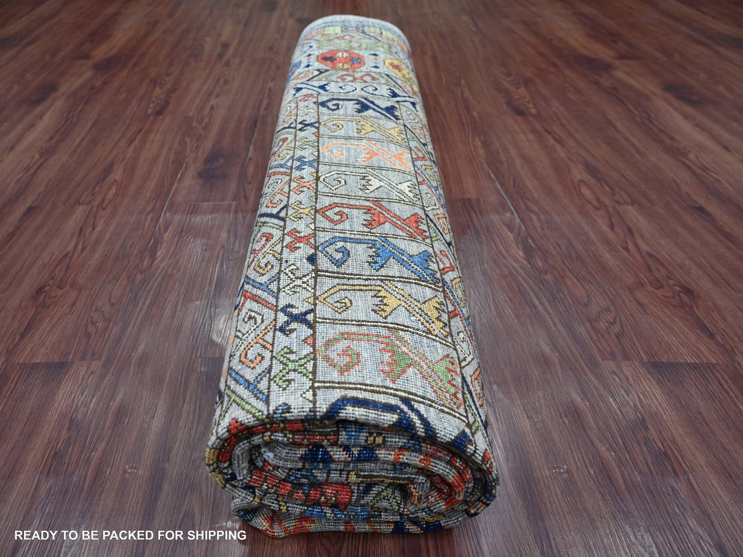 9'1" x 12'0" New Hand Knotted Grey Wool Rectangle Oriental Rug - MOA10222484