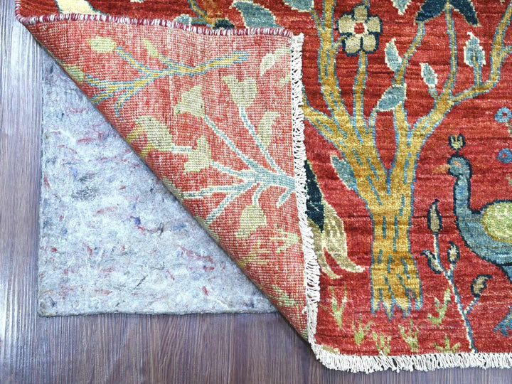 2'7" x 14'1" New Hand Knotted Red Wool Runner Oriental Rug - MOA10222489