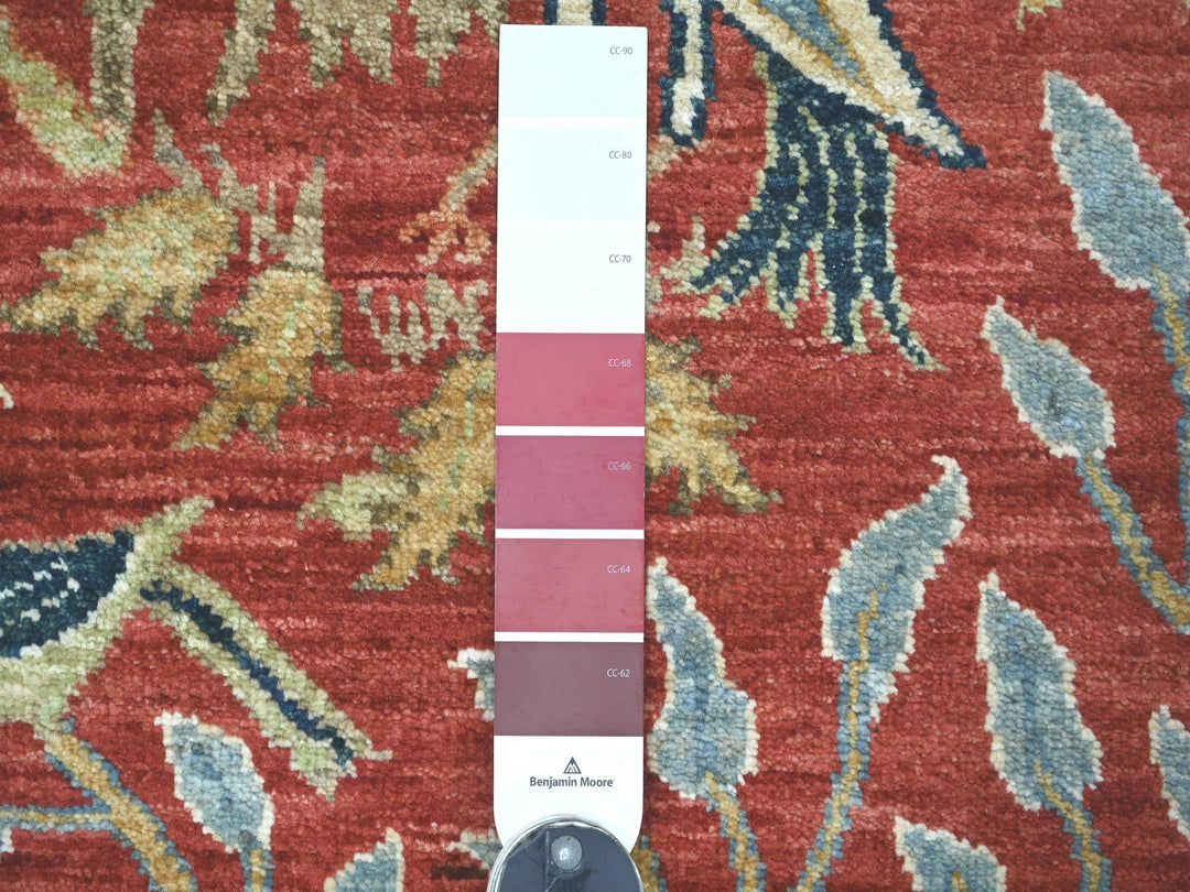 2'7" x 14'1" New Hand Knotted Red Wool Runner Oriental Rug - MOA10222489