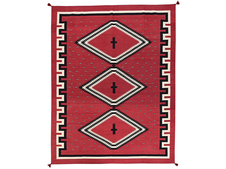 9'1" x 11'7" New Hand Woven Red Wool Rectangle Oriental Rug - MOA1022248