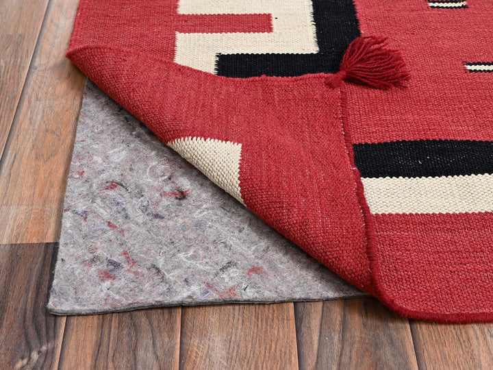 9'1" x 11'7" New Hand Woven Red Wool Rectangle Oriental Rug - MOA1022248