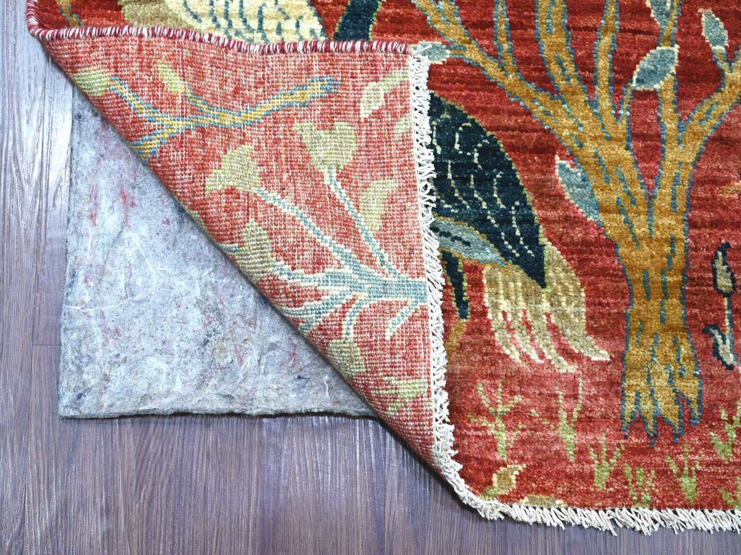 2'7" x 14'1" New Hand Knotted Red Wool Runner Oriental Rug - MOA10222491