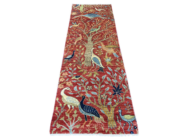 2'7" x 8'0" New Hand Knotted Red Wool Runner Oriental Rug - MOA10222493