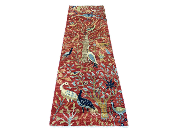 2'6" x 8'1" New Hand Knotted Red Wool Runner Oriental Rug - MOA10222494