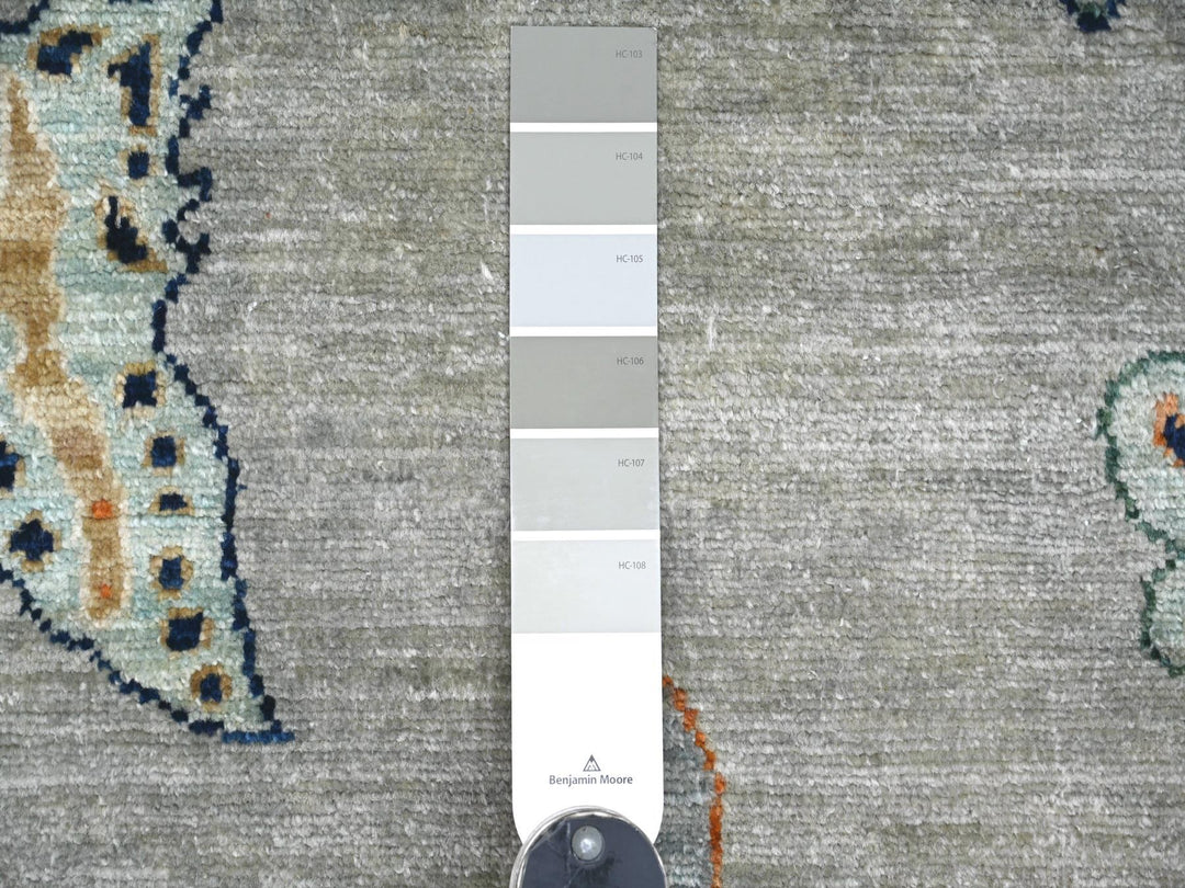 8'0" x 9'7" New Hand Knotted Grey Wool Rectangle Oriental Rug - MOA10222496