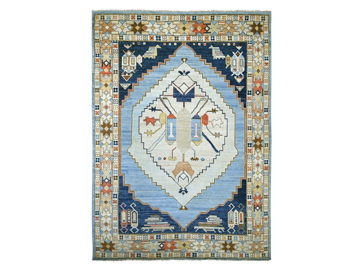10'0" x 13'8" New Hand Knotted Blue Wool Rectangle Oriental Rug - MOA10222497