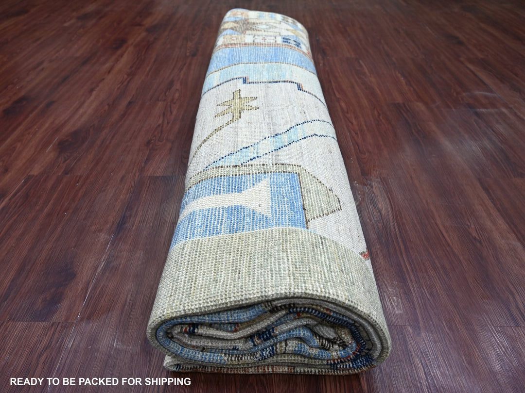 10'0" x 13'8" New Hand Knotted Blue Wool Rectangle Oriental Rug - MOA10222497