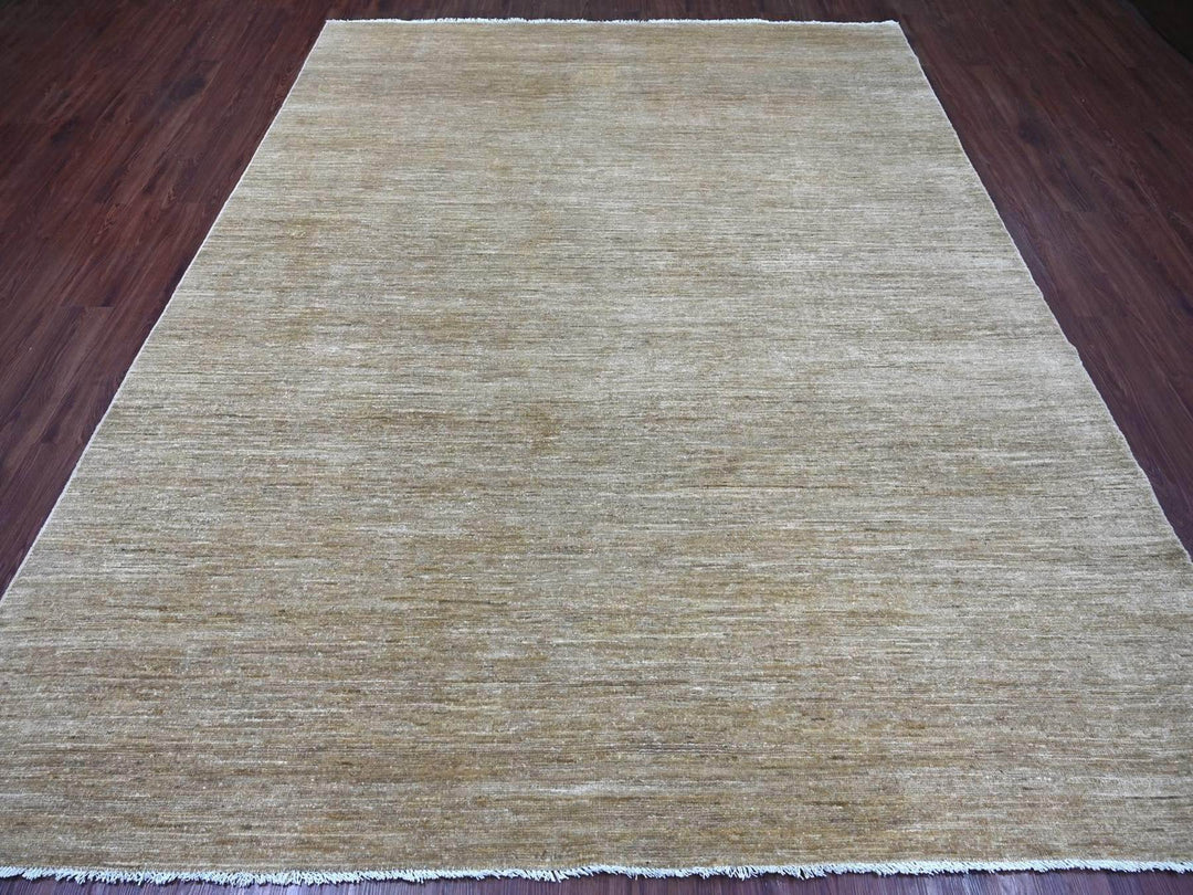 7'10" x 9'9" New Hand Knotted Brown Wool Rectangle Oriental Rug - MOA10222498