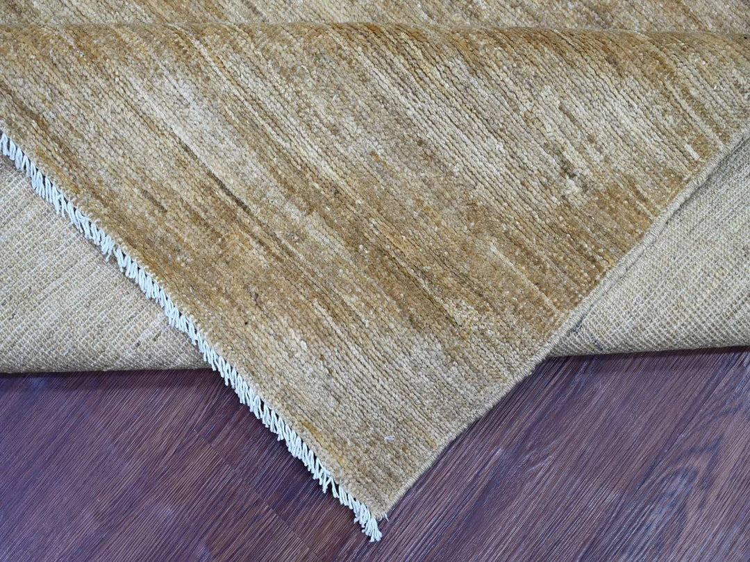 7'10" x 9'9" New Hand Knotted Brown Wool Rectangle Oriental Rug - MOA10222498