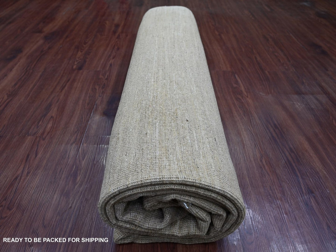 7'10" x 9'9" New Hand Knotted Brown Wool Rectangle Oriental Rug - MOA10222498
