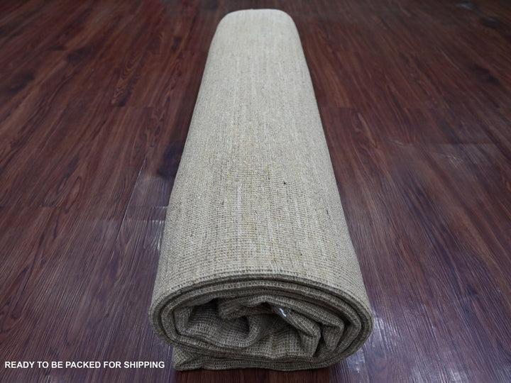 7'10" x 9'9" New Hand Knotted Brown Wool Rectangle Oriental Rug - MOA10222498