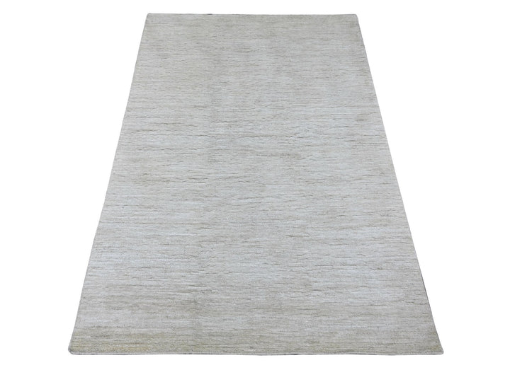 3'10" x 5'7" New Hand Knotted Ivory Wool Rectangle Oriental Rug - MOA10222499