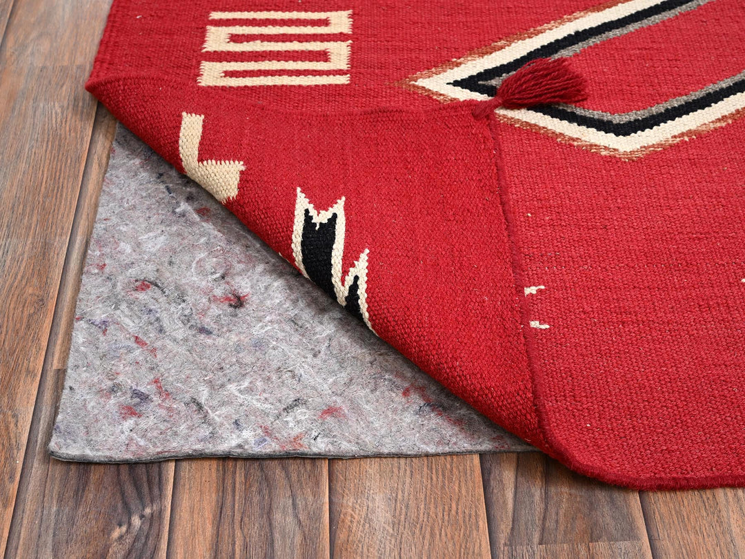 9'0" x 12'1" New Hand Woven Red Wool Rectangle Oriental Rug - MOA1022249