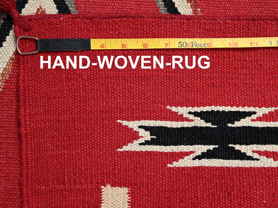 9'0" x 12'1" New Hand Woven Red Wool Rectangle Oriental Rug - MOA1022249