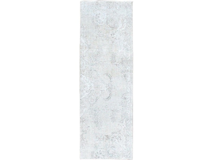 2'6" x 7'6" Vintage Hand Knotted Ivory Wool Runner Oriental Rug - MOA102224