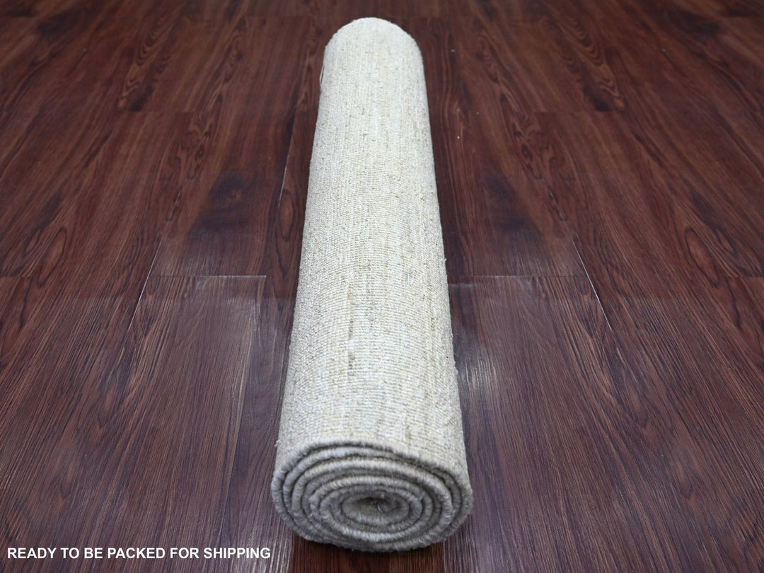 2'10" x 8'0" New Hand Knotted Ivory Wool Runner Oriental Rug - MOA10222501