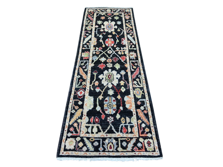 2'8" x 8'0" New Hand Knotted Black Wool Runner Oriental Rug - MOA10222507