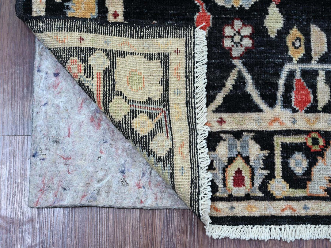 2'8" x 8'0" New Hand Knotted Black Wool Runner Oriental Rug - MOA10222507