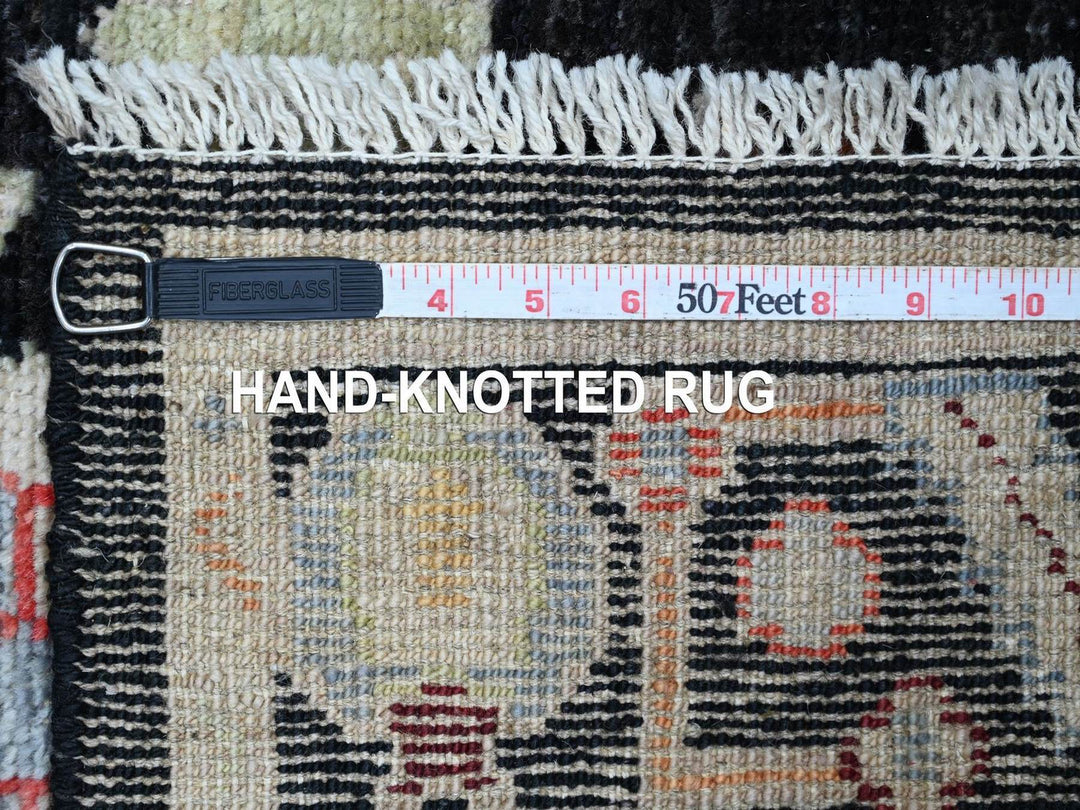 2'8" x 8'0" New Hand Knotted Black Wool Runner Oriental Rug - MOA10222507