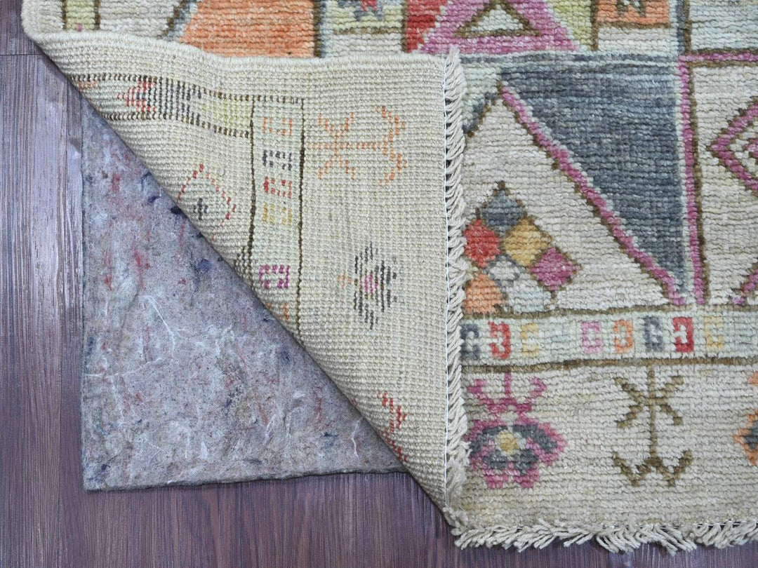 2'8" x 11'9" New Hand Knotted Grey Wool Runner Oriental Rug - MOA10222509