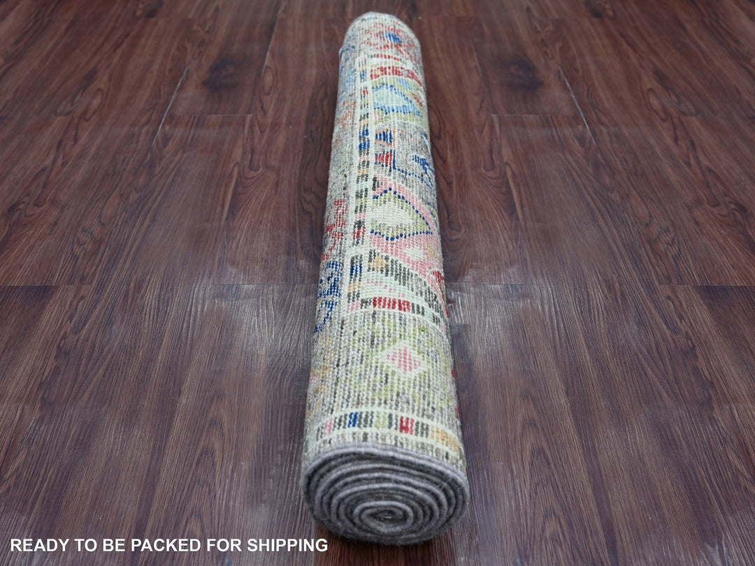3'0" x 7'10" New Hand Knotted Grey Wool Runner Oriental Rug - MOA10222510