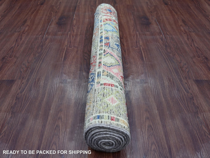 3'0" x 7'10" New Hand Knotted Grey Wool Runner Oriental Rug - MOA10222510