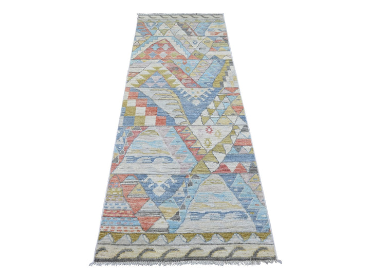 2'10" x 7'7" New Hand Knotted Grey Wool Runner Oriental Rug - MOA10222513
