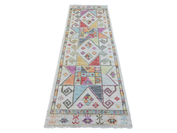 2'10" x 8'0" New Hand Knotted Grey Wool Runner Oriental Rug - MOA10222516