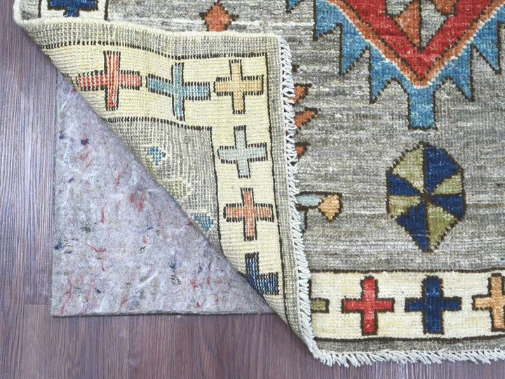 4'1" x 11'10" New Hand Knotted Grey Wool Runner Oriental Rug - MOA10222517