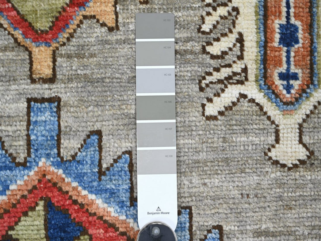 4'1" x 11'10" New Hand Knotted Grey Wool Runner Oriental Rug - MOA10222517