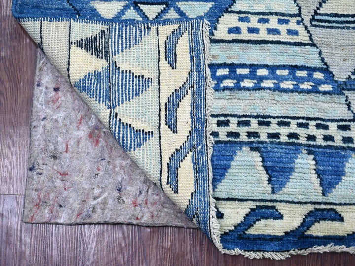 4'1" x 5'8" New Hand Knotted Blue Wool Rectangle Oriental Rug - MOA10222519