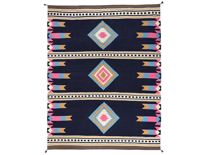 9'3" x 11'7" New Hand Woven Blue Wool Rectangle Oriental Rug - MOA1022251