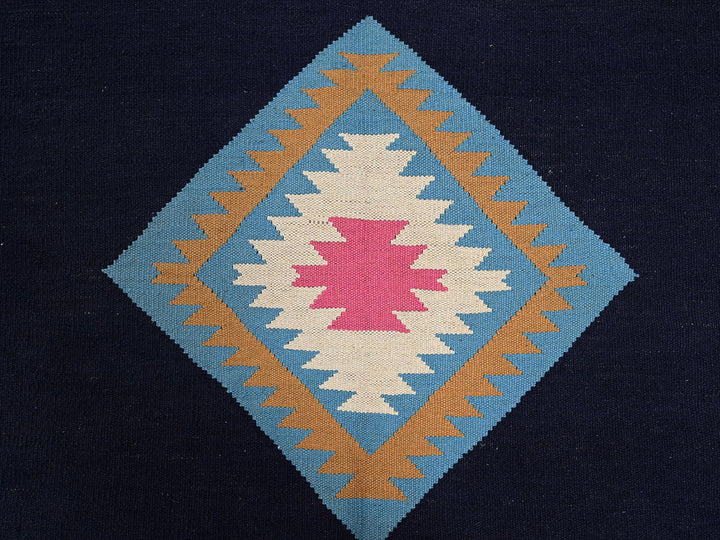 9'3" x 11'7" New Hand Woven Blue Wool Rectangle Oriental Rug - MOA1022251