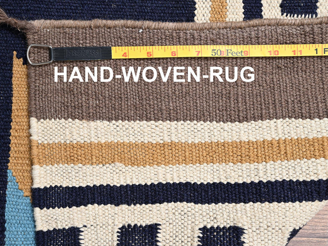 9'3" x 11'7" New Hand Woven Blue Wool Rectangle Oriental Rug - MOA1022251