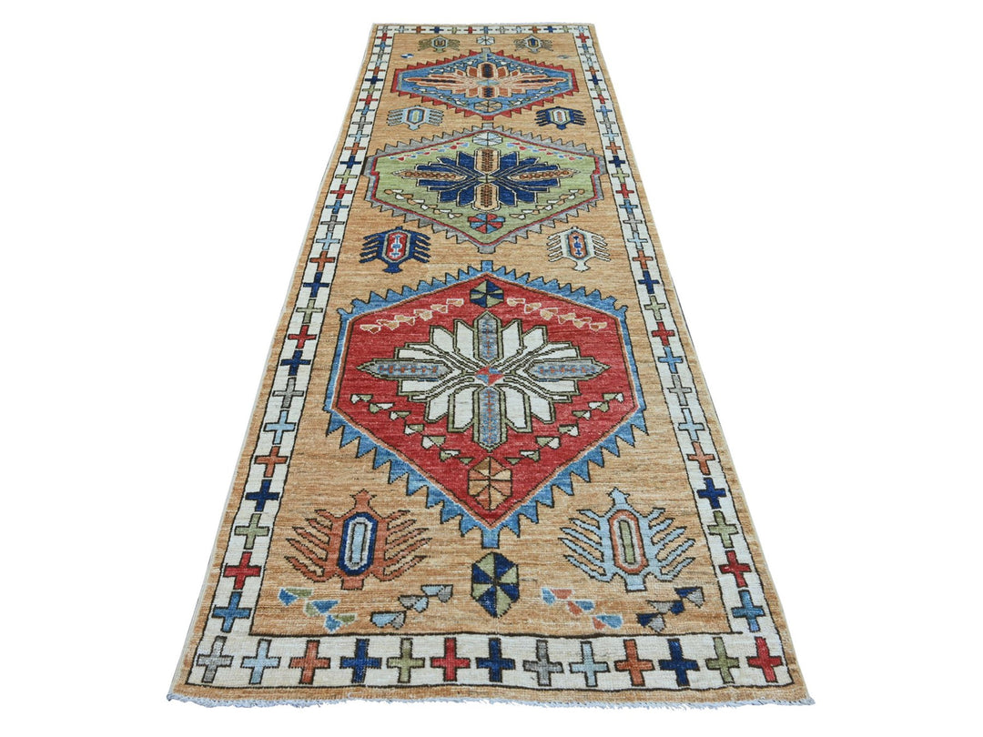 4'0" x 11'6" New Hand Knotted Brown Wool Runner Oriental Rug - MOA10222520
