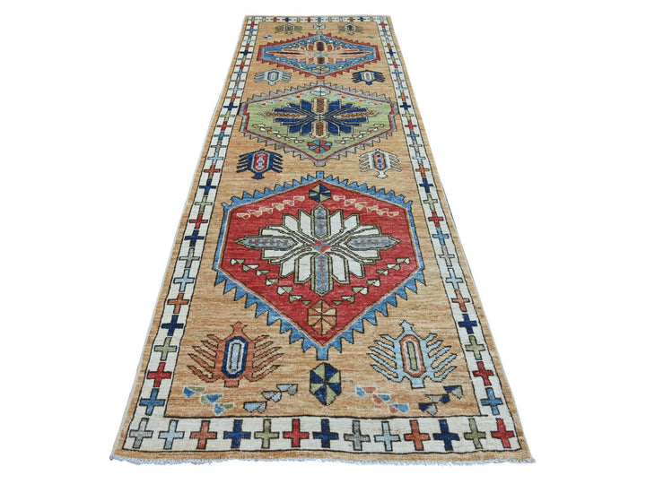 4'0" x 11'6" New Hand Knotted Brown Wool Runner Oriental Rug - MOA10222520