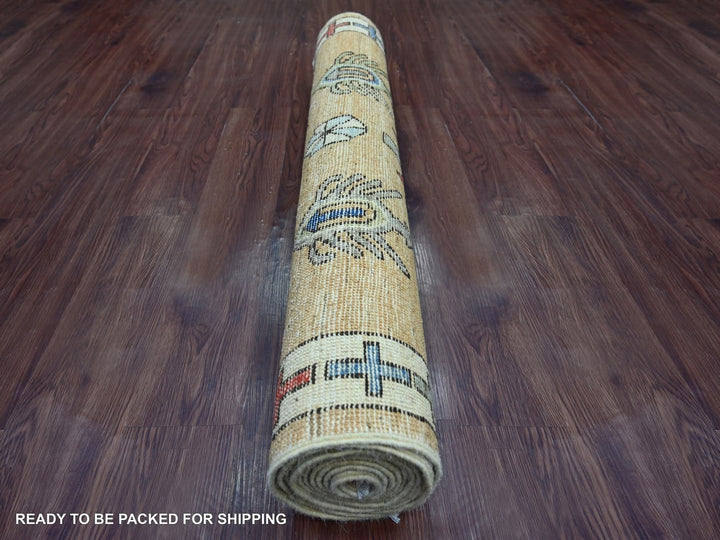 4'0" x 11'6" New Hand Knotted Brown Wool Runner Oriental Rug - MOA10222520
