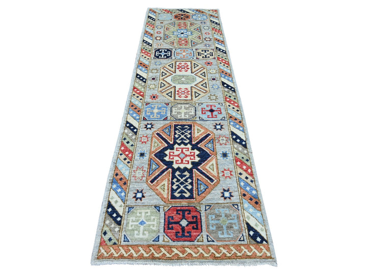 2'11" x 9'8" New Hand Knotted Grey Wool Runner Oriental Rug - MOA10222521