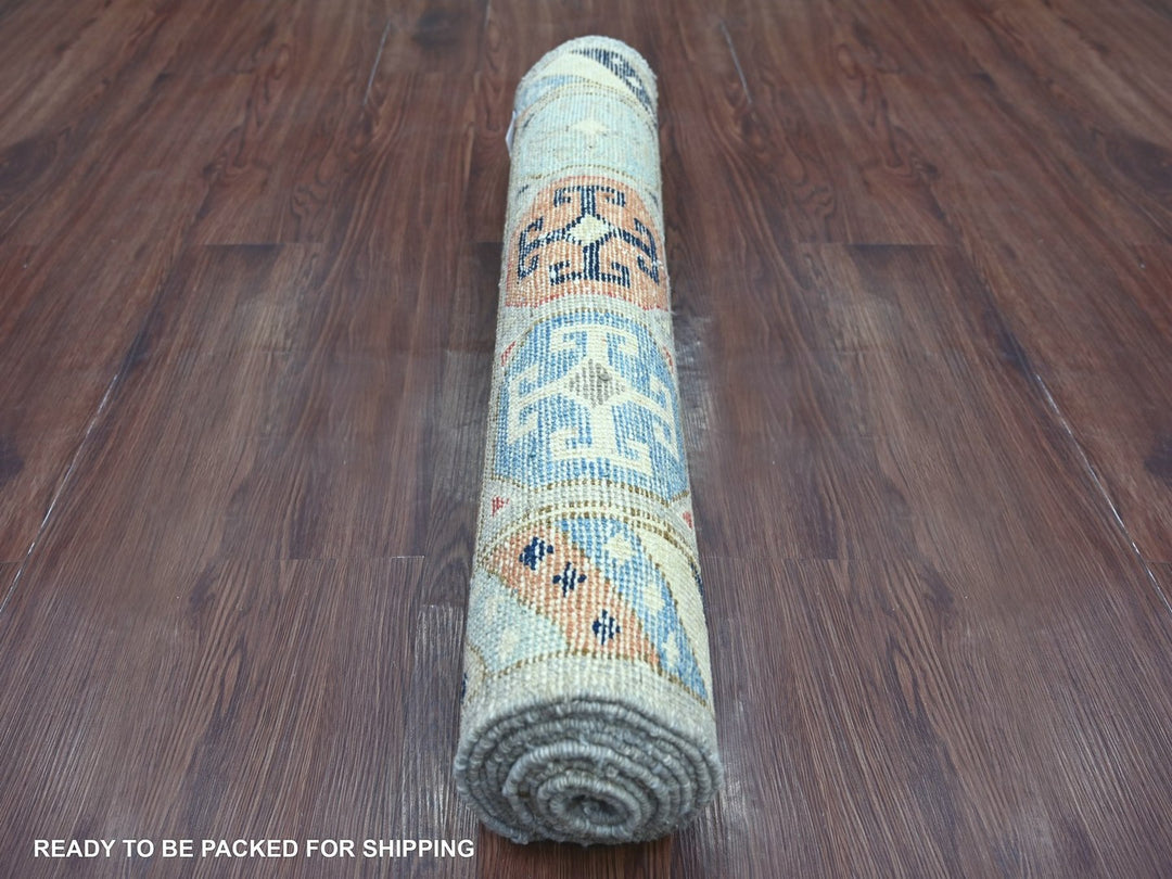2'11" x 9'8" New Hand Knotted Grey Wool Runner Oriental Rug - MOA10222521