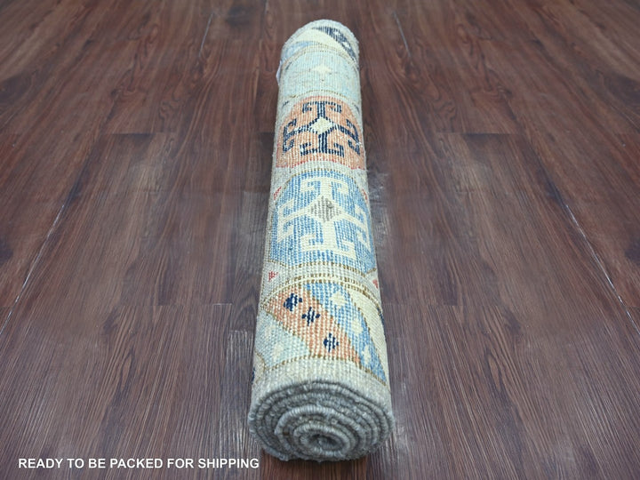 2'11" x 9'8" New Hand Knotted Grey Wool Runner Oriental Rug - MOA10222521