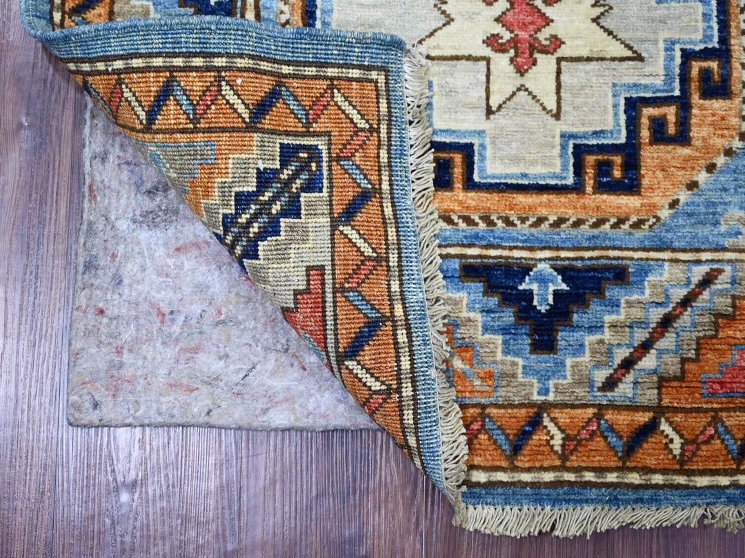 4'0" x 5'9" New Hand Knotted Blue Wool Rectangle Oriental Rug - MOA10222522