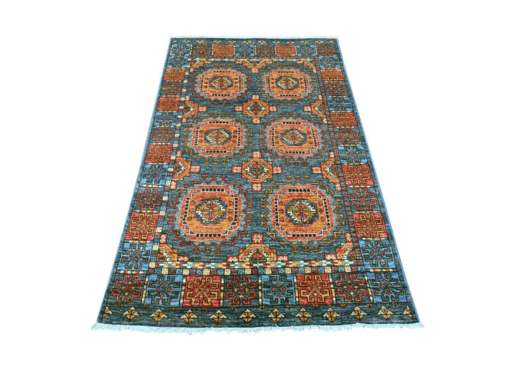 3'11" x 6'1" New Hand Knotted Grey Wool Rectangle Oriental Rug - MOA10222523