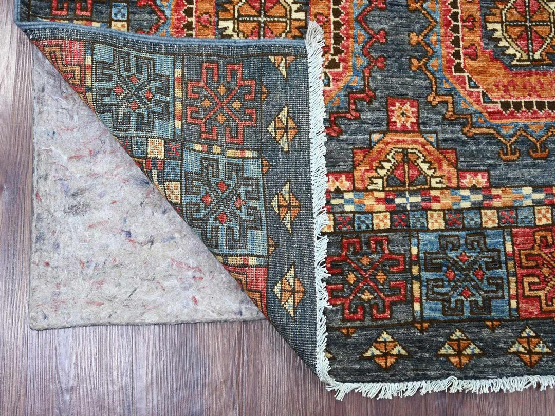 3'11" x 6'1" New Hand Knotted Grey Wool Rectangle Oriental Rug - MOA10222523