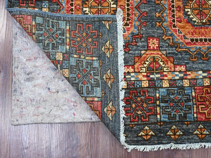 3'11" x 6'1" New Hand Knotted Grey Wool Rectangle Oriental Rug - MOA10222523