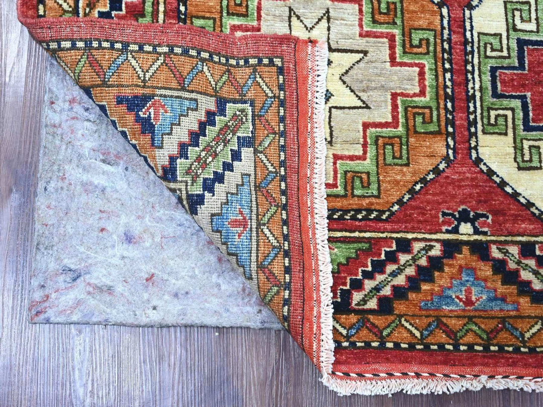 3'11" x 5'10" New Hand Knotted Red Wool Rectangle Oriental Rug - MOA10222524