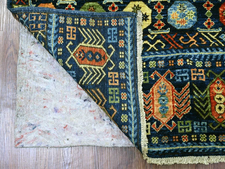 3'10" x 9'7" New Hand Knotted Blue Wool Runner Oriental Rug - MOA10222525