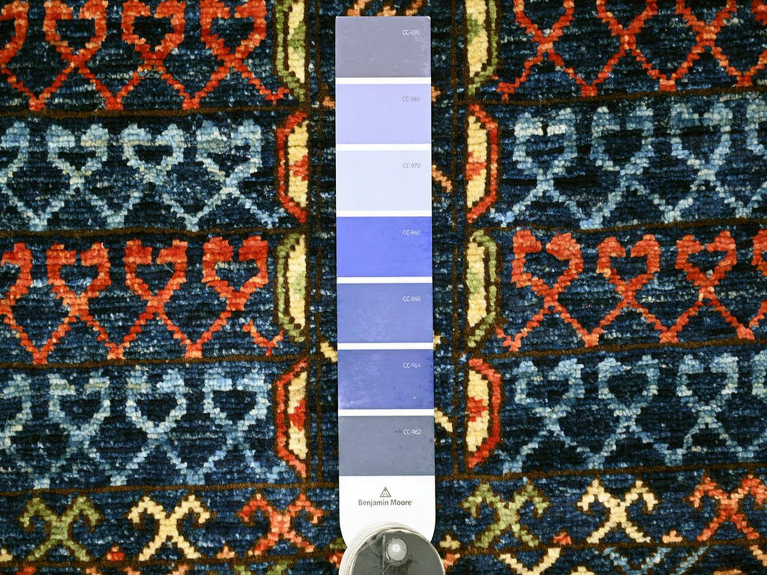 3'10" x 9'7" New Hand Knotted Blue Wool Runner Oriental Rug - MOA10222525