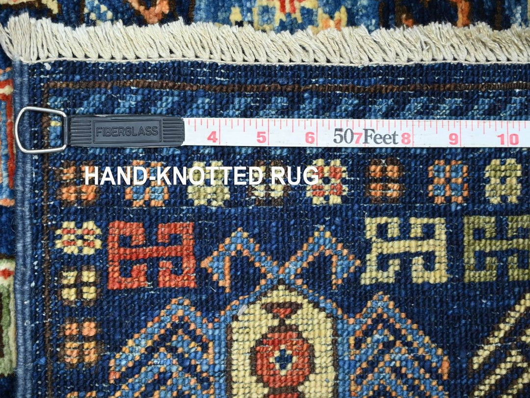 3'10" x 9'7" New Hand Knotted Blue Wool Runner Oriental Rug - MOA10222525